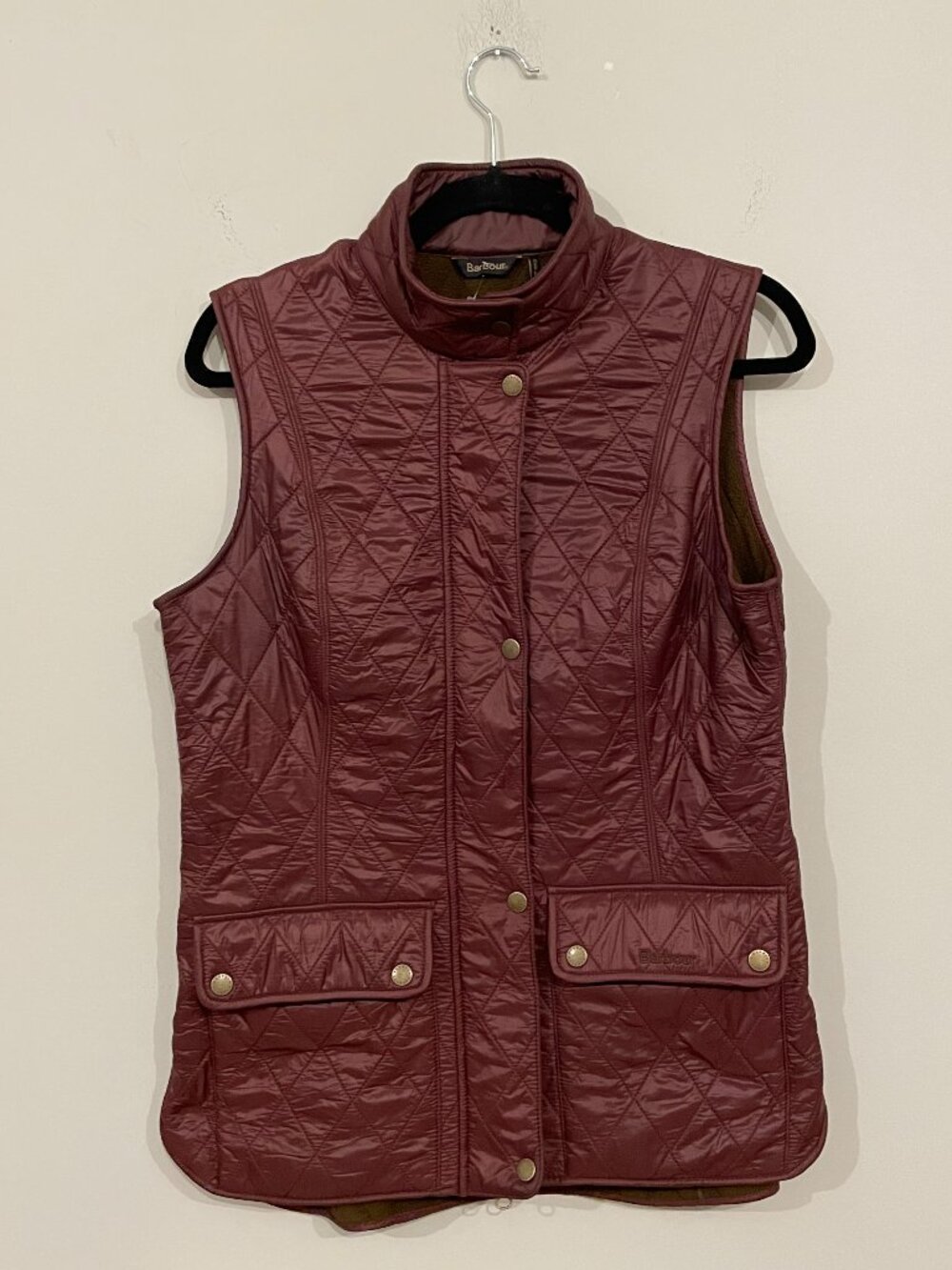 Barbour Women's Wray Quilted Gilet Vest Medium (8) Burgundy Cabernet NWOT